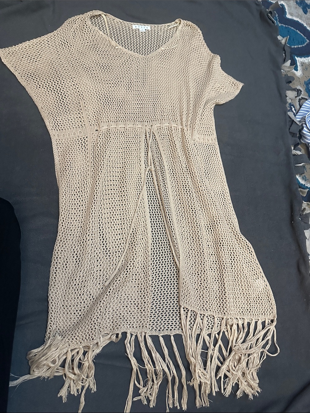 HYFVE Women's Beige Crochet Cover-Up small